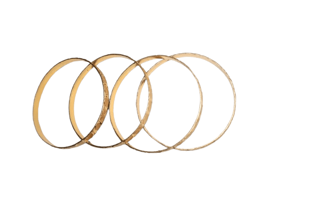 Set of Four Elegant Gold-Toned Metal Bangles for Women