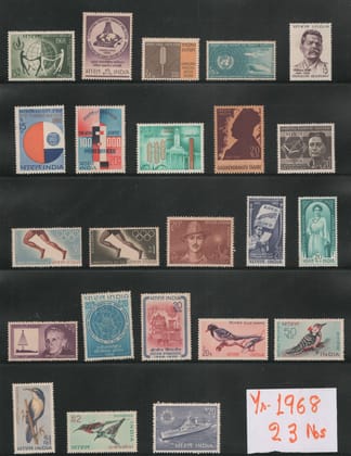 Shobhaphila's Indian MNH Commemorative Year Pack Stamps 1968 ( 23 Stamps)