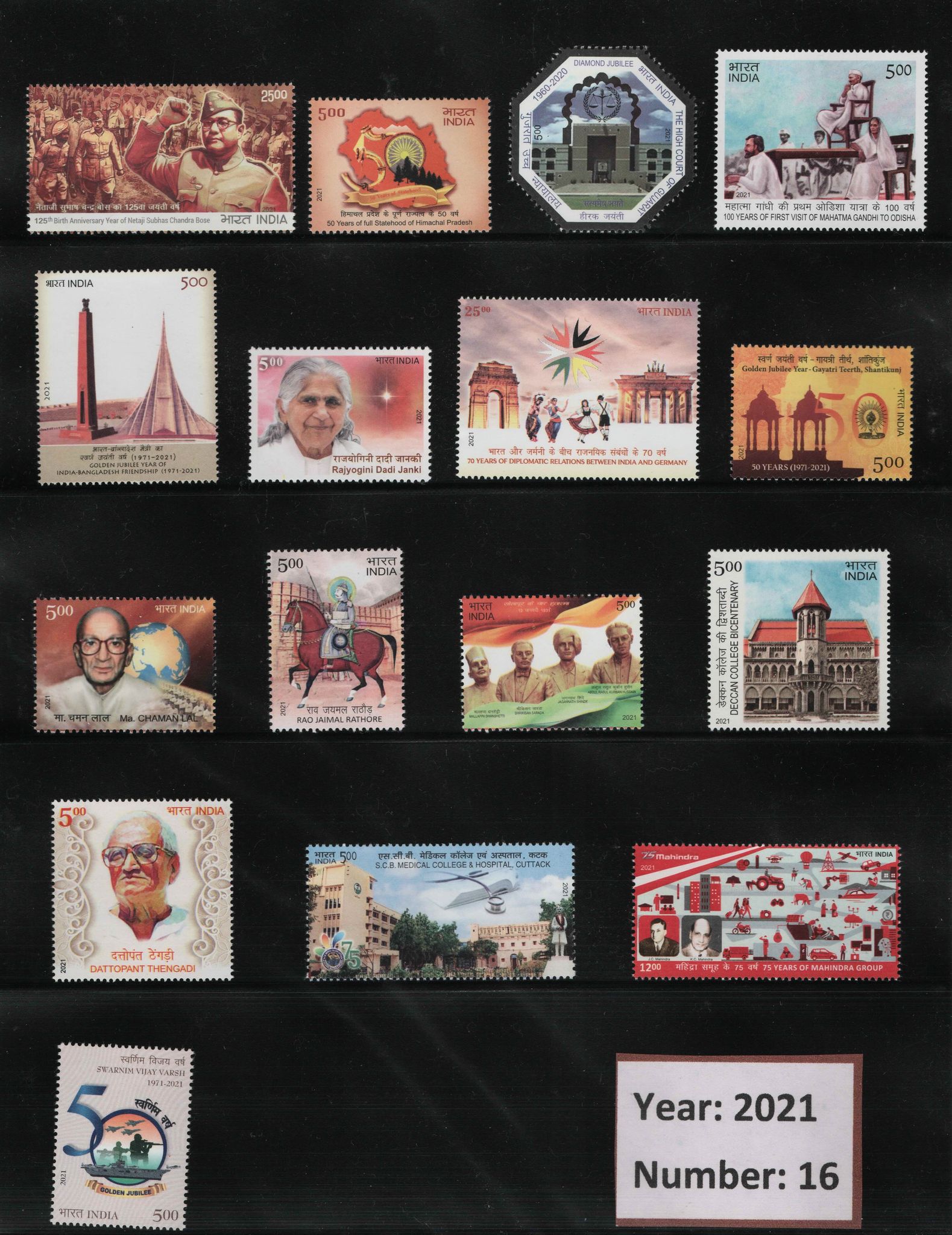Shobhaphila's MNH Commemorative Year Pack stamps 2021 (16 Nos.)