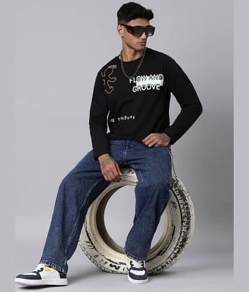 LEWEL Cotton Blend Slim Fit Printed Full Sleeves Men's Round T-Shirt - Navy Blue ( Pack of 1 )