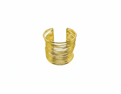 Gold Plated Multilayer Wire Open Cuff Bracelet for Women