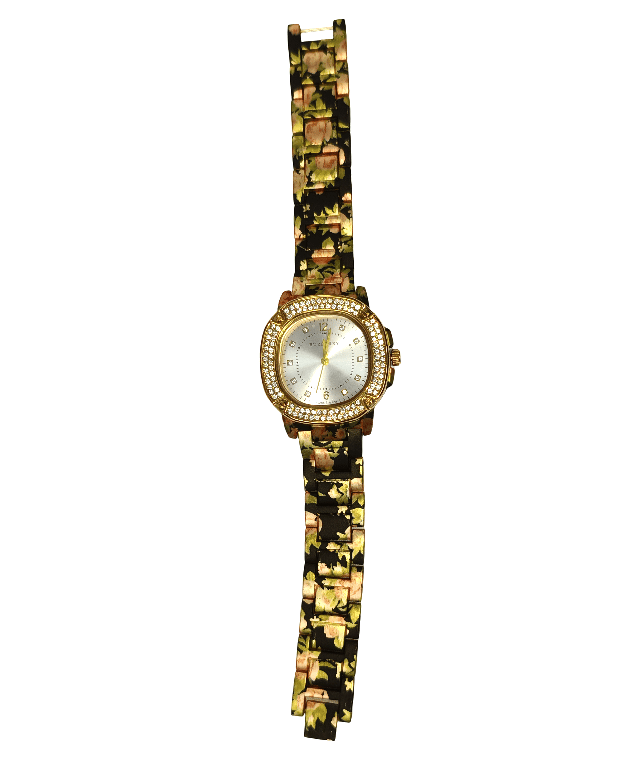 Women's Floral Resin Strap Analog Watch