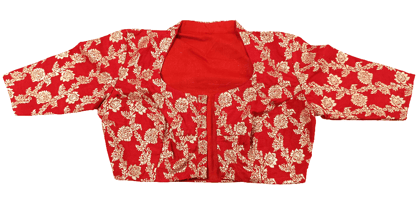 Red & Gold Embroidered Poly Silk Blouse for Women Red & Gold Embroidered Poly Silk Blouse for Women