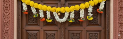 Yellow Artificial Marigold Flower Toran for Door Decoration