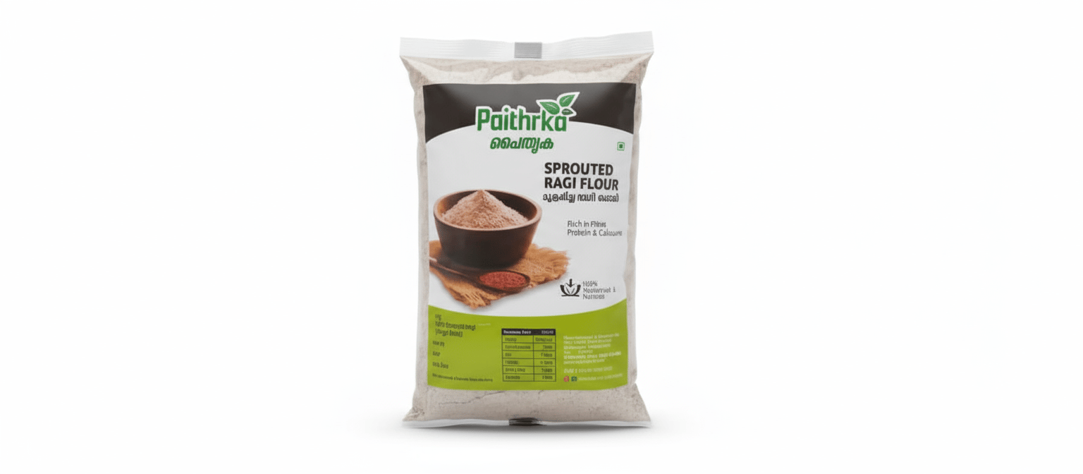 paithrka 900gm Sprouted Ragi Flour (Madua/Nachni aata)| 100% Natural | Fibre, Protein and Iron Rich Healthy Meal for adults | Nutrient-rich food | Finger Millet Flour- 900GM