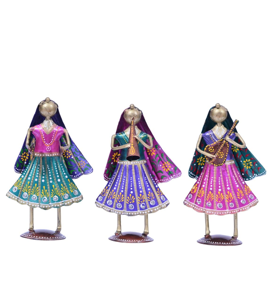 Handcrafted Iron Lady Musician Figurine Set Artistic Home Decor For home Decor And Table Decor