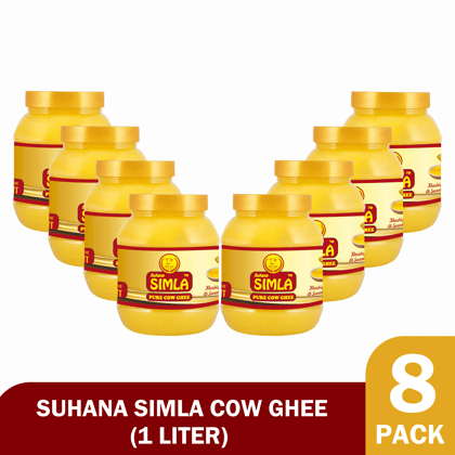 Suhana Simla Pure Cow Ghee - 1 Liter Jars (8 Pack)