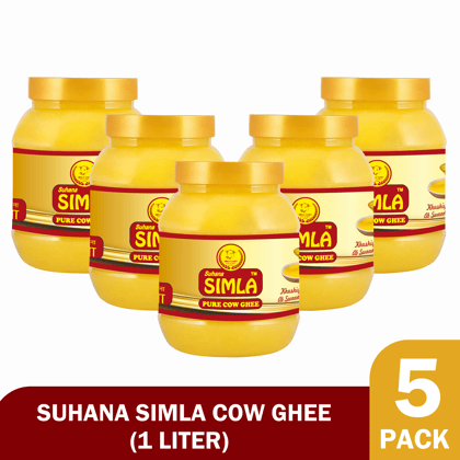 Suhana Simla Pure Cow Ghee 1 Litre Jar (Pack of 5)