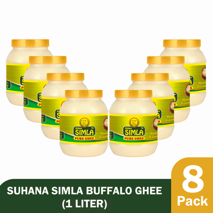 Suhana Simla Pure Buffalo Ghee 1 Liter Jar (Pack of 8)