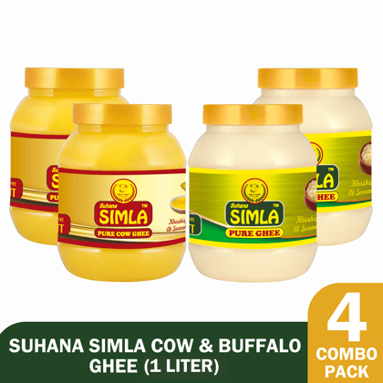 Suhana Simla Pure Cow & Buffalo Ghee - 4 x 1 Litre Combo Pack