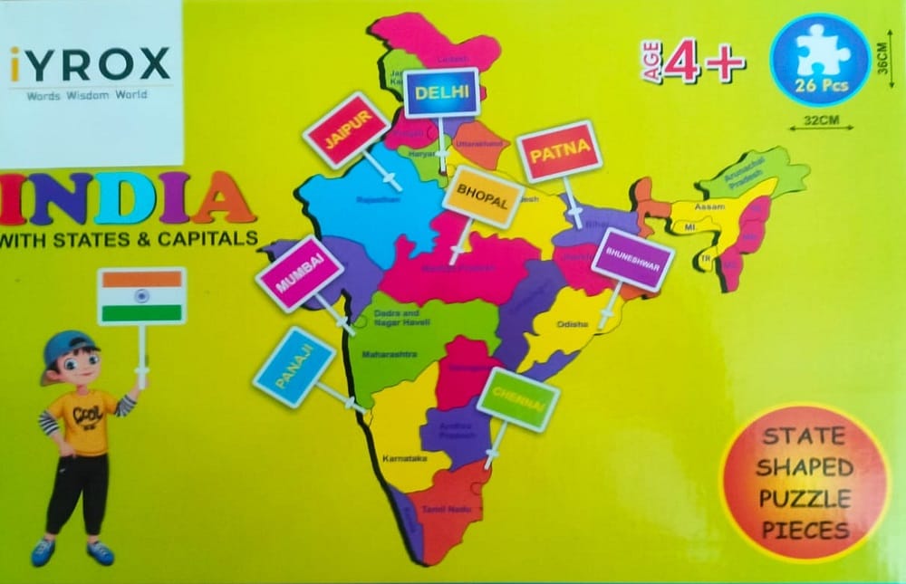 iYROX India Map Puzzle – States of India Activity STEM Toy & Educational Learning Aid for Kids 4+