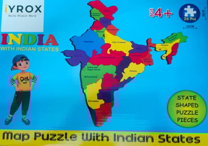 iYROX India Map Puzzle with State-Shaped Pieces, Capital Tags & Stickers – STEM Activity Toy for Kids 4+