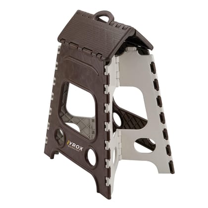iYROX Solid 18-Inch Super Strong Folding Step Stool – Non-Slip for Kitchen, Bathroom, Bedroom & Office (Brown)
