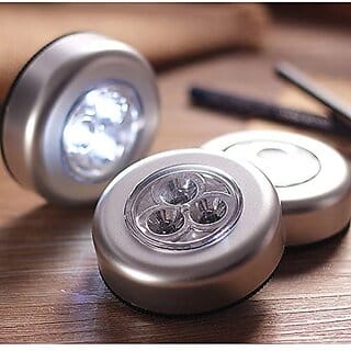 3 LED Battery-Powered Stick-On Push Light  Wireless Tap Touch Night Lamp for Closets, Cabinets & Counters