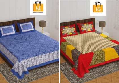2201-Hometrade India- Standard Double Size (90*100 in )-Combo Double Bedsheet