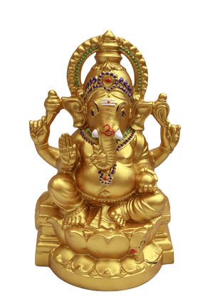 Golden Lord Ganesha Idol for Home Decor & Puja - Remover of Obstacles