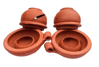 Traditional Terracotta Clay Lamps Diyas - Set of 2