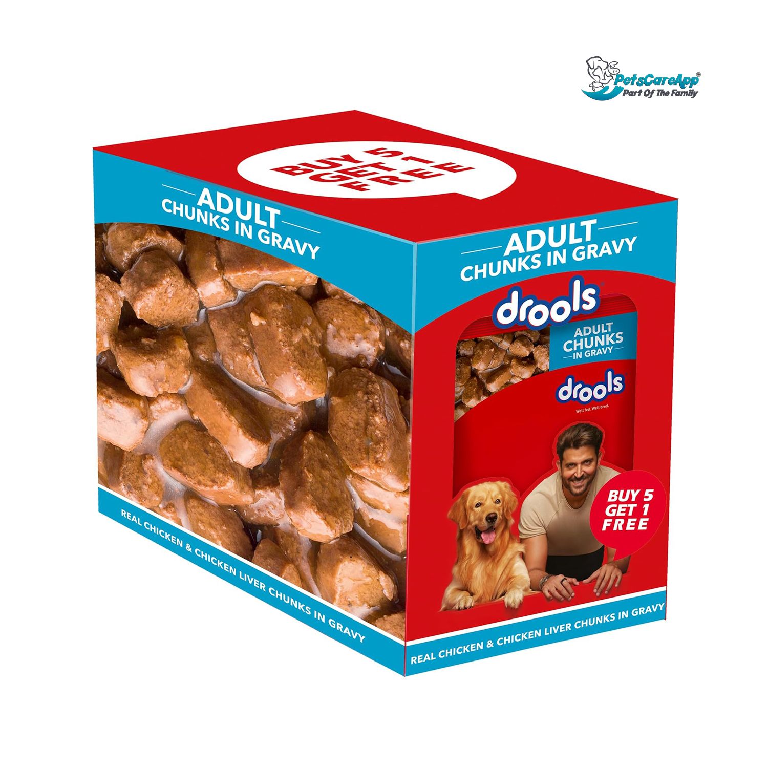 Drools Adult Wet Dog Food, Real Chicken and Chicken Liver Chunks in Gravy 0.9Kg (150g x6)