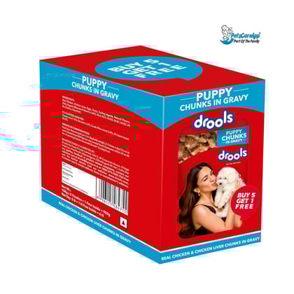 Drools Puppy Wet Dog Food Real Chicken and Chicken Liver Chunks Gravy 0.9 Kg (6 X 150g)