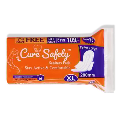 Cure Safely Extra Large Sanitary Pads with Beaklock Technology (20 Pads)