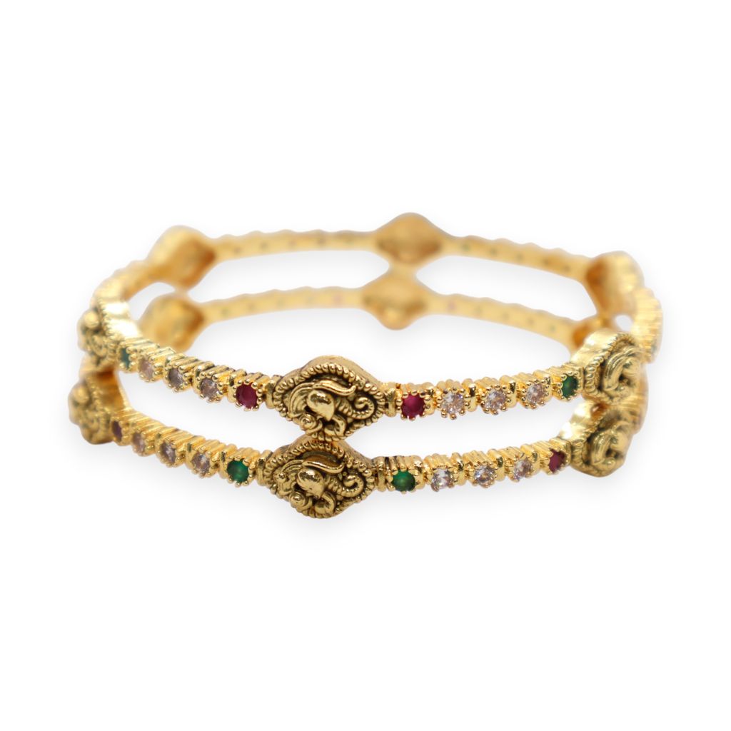 Divine Lakshmi Antique Gold-Plated Bangle with Temple Design - Bangles & Bracelets | Buy online on ZillyBuy