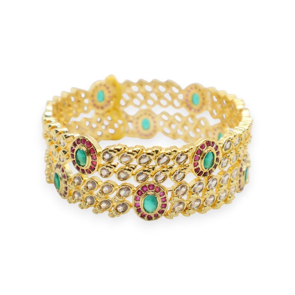 Elegant Gold-Plated Kundan & Stone Studded Bangle - Bangles & Bracelets | Buy online on ZillyBuy