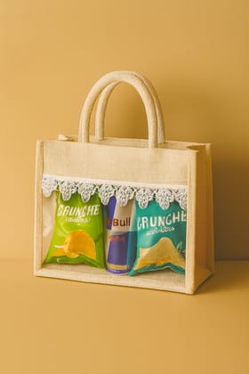 Eco-Friendly Jute & Cotton Blend Reusable Tote Bag - Mustard Yellow Eco-Friendly Jute & Cotton Blend Reusable Tote Bag - Mustard Yellow