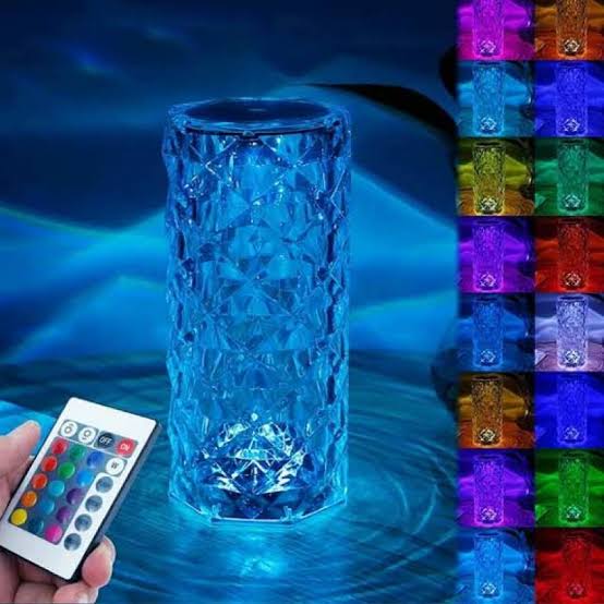 Crystal Rose Diamond LED Table Lamp with Remote, RGB Touch Control Night Light