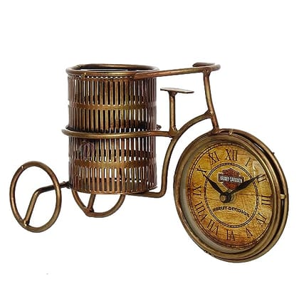 Iron Antique Premium Table Decor Analog Clock For Office/Home Decoration/Premium Gift Items, 10.47 Inch, 26.6 cm,Gold