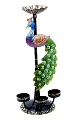 Handcrafted Metal Peacock Candle Holder Home Temple Decor for Dewali Decoration Diwali Gift Pooja Room Decor