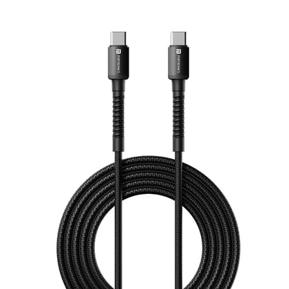 Portronics Konnect X 60W Type C to Type C Unbreakable Nylon Braided Cable (Black)