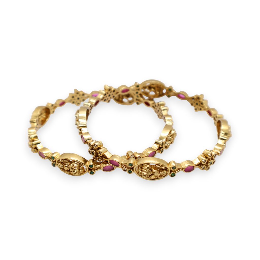 Traditional Gold-Plated Temple Design Bangle