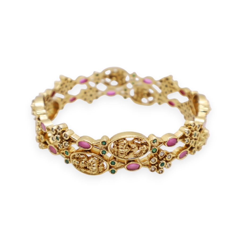 Traditional Gold-Plated Temple Design Bangle