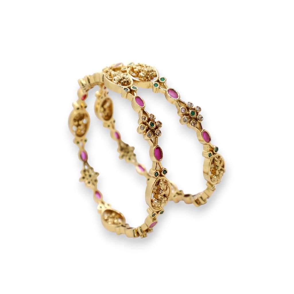 Traditional Gold-Plated Temple Design Bangle