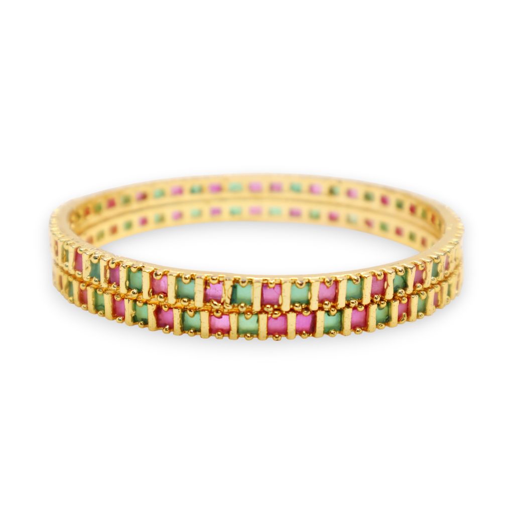 Elegant Gold-Plated Multicolor Stone Bangle - Bangles & Bracelets | Buy online on ZillyBuy