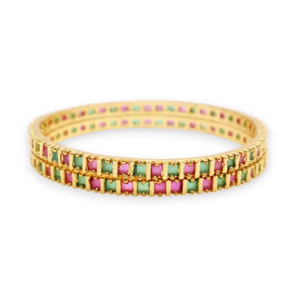 Elegant Gold-Plated Multicolor Stone Bangle