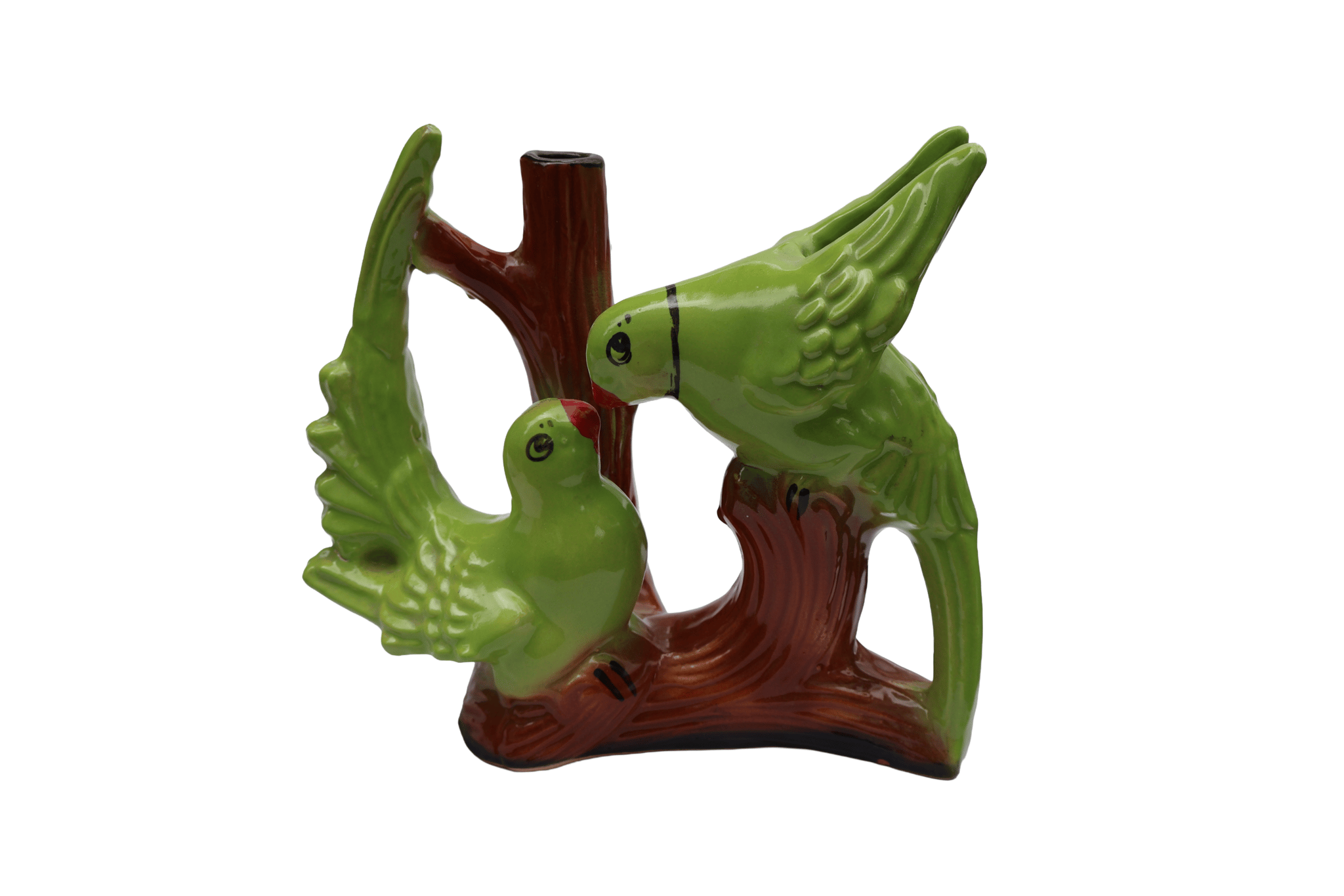 Ceramic Green Parrot Couple Decorative Showpiece Figurine