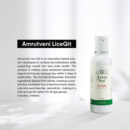Amrutveni LiceQit Anti-Lice Hair Oil, 50ml | Natural Biotechnology Solution for Lice & Nits Control | Gentle & Effective Scalp Care