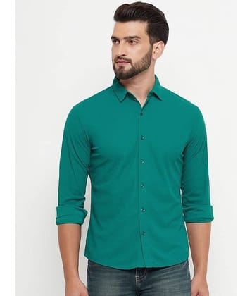 renuovo Cotton Blend Regular Fit Solids Full Sleeves Men's Casual Shirt - Green ( Pack of 1 )