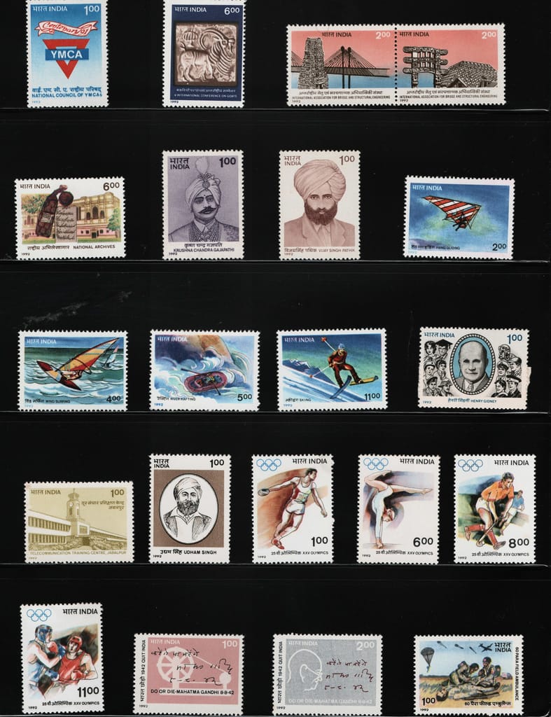 Shobhaphila's Indian MNH Commemorative Year Pack Stamps 1992 ( 38 Stamps)