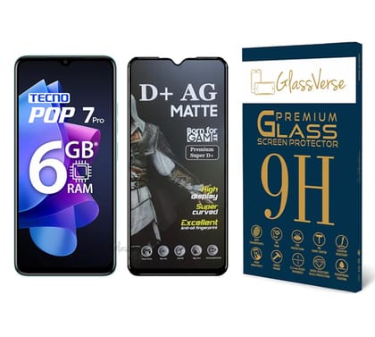 GlassVerse D+ Matte Tempered Glass With 18H Hardness For Tecno POP 7 (PACK OF 1) with Free Installation Kit Full screen Coverage - 6.56 inch GlassVerse D+ Matte Tempered Glass With 18H Hardness For Tecno POP 7 (PACK OF 1) with Free Installation Kit Full GlassVerse D+ Matte Tempered Glass With 18H Hardness For Tecno POP 7 (PACK OF 1) with Free Installation Kit Full screen Coverage - 6.56 inch GlassVerse D+ Matte Tempered Glass With 18H Hardness For Tecno POP 7 (PACK OF 1) with Free Installation Kit Full