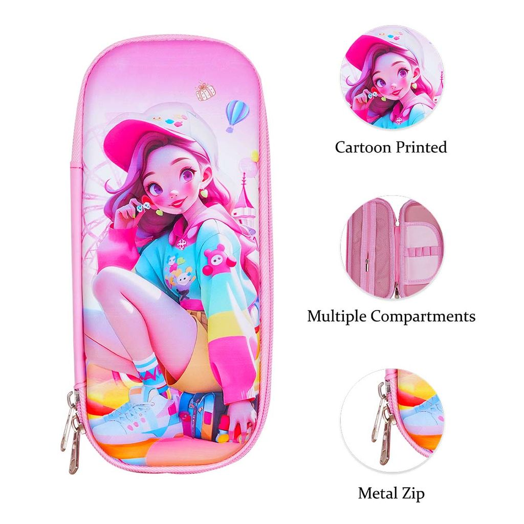 Pink Pencil Pouch | Stationery Items | Girl Theme Pouch | Pencil Pouch | Cartoon Pencil Pouch | Pencil Case | Personalised Pencil Case | Pencil Bag | Cute Pencil Cases