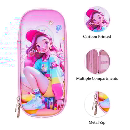 Pink Pencil Pouch | Stationery Items | Girl Theme Pouch | Pencil Pouch | Cartoon Pencil Pouch | Pencil Case | Personalised Pencil Case | Pencil Bag | Cute Pencil Cases