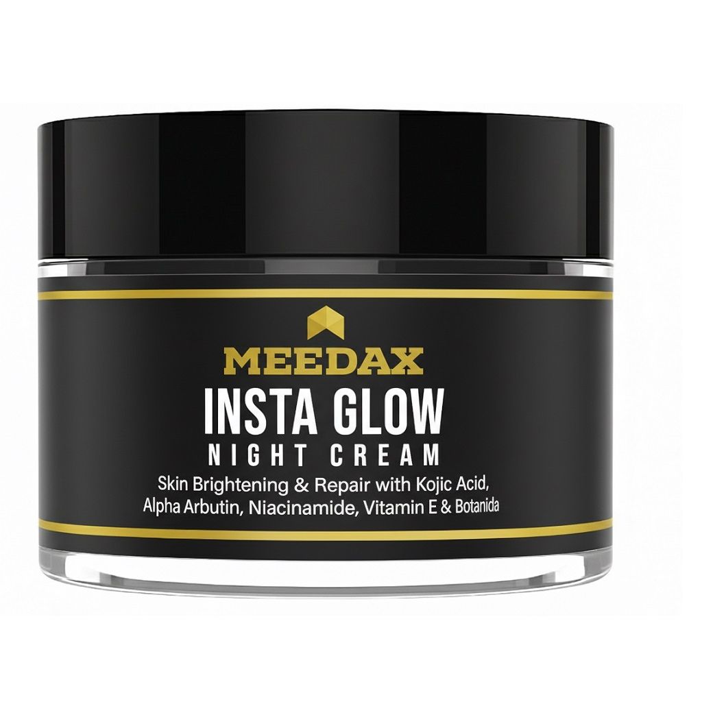 Meedax Insta Glow Night Cream – 30g | Skin Brightening & Repair with Kojic Acid, Alpha Arbutin, Niacinamide, Vitamin E & Botanical Oils
