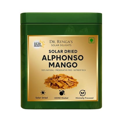 Dr. Renga’s Solar Delights – Solar Dried Alphonso Mango Slices 200g | Premium Dehydrated Hapus Mango | Natural Snack, No Added Sugar, No Preservatives | Rich in Vitamin C & A | Healthy Travel & Gifting Choice