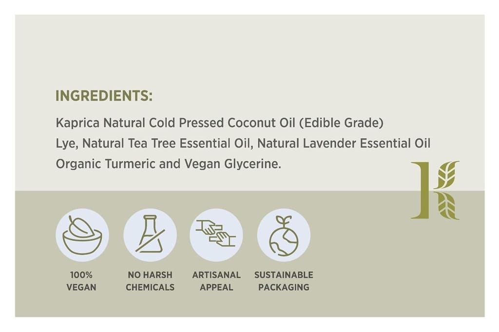 Pure Cold Pressed Coconut Oil Soap - Lavender & Tea Tree (Handmade)