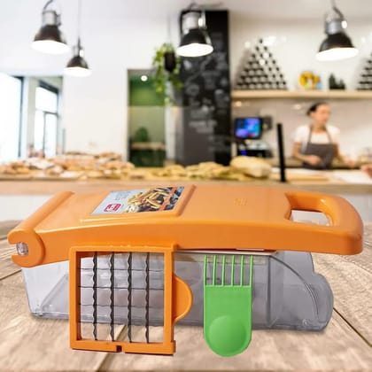 Premium Potato French Fry Cutter Chopper with Container - Easy Vegetable Slicer