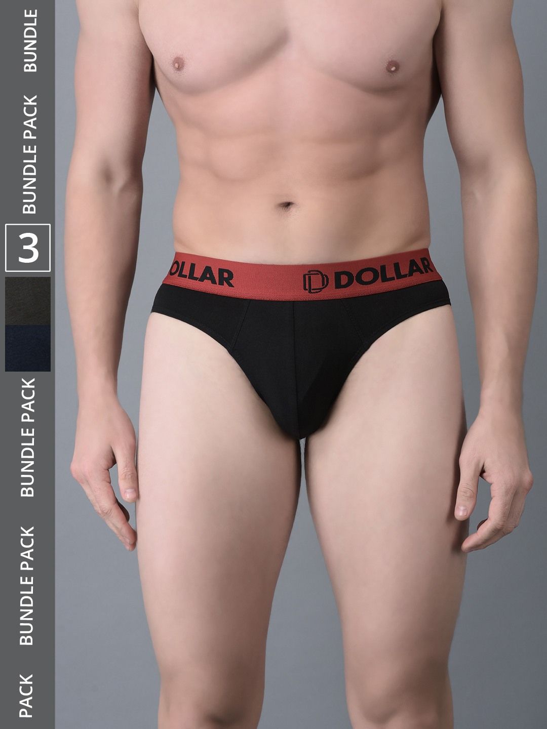 Men's Assorted Pack of 3 Shuffle Intellisoft Cotton Spandex Solid Brief