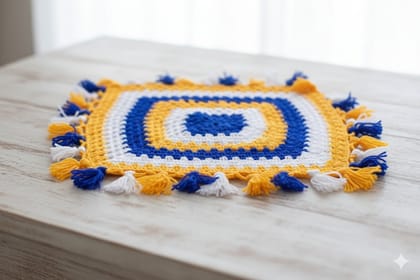 Handmade Crocheted Festive Multi-colour with Tassels