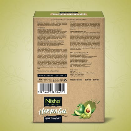 Nisha Herbagel Hair and Beard Colour Gel Original Black 1000ml, Ammonia Free Black Hair Colour Gel, No Parabens, Vegan
